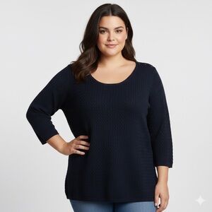 Tommy Hilfiger Women’s Cable Knit Sweater Crewneck Pullover Cotton Navy Blue XL